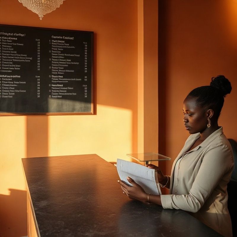 Astrofbeta staff member confirming a booking at the reception desk